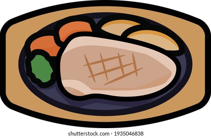 Clip art of simple and cute pork steak