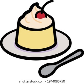 Clip art of simple and cute pudding