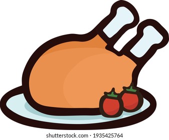 Clip Art Simple Cute Roast Chicken Stock Vector (Royalty Free) 1935046823