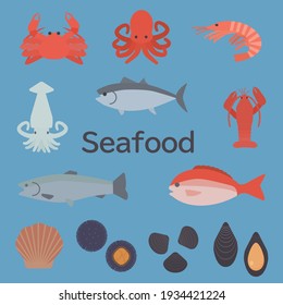 Clip art of simple and cute seafood