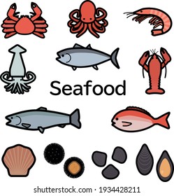 Clip art of simple and cute seafood