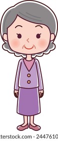 Clip art of simple and cute senior woman