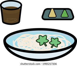 Clip Art Of Simple And Cute Somen Noodles