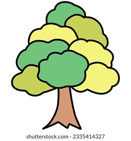 Clip art of simple deformed green leaf tree