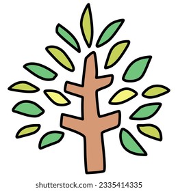 Clip art of simple deformed green leaf tree