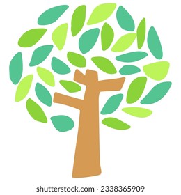 Clip art of simple deformed green leaf tree