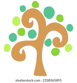 Imágenes prediseñadas de un simple árbol de hoja verde redondo deformado