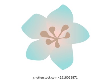 Clip art of simple flower in gradation of light blue and pink