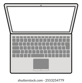 Clip art of simple open laptop viewed from above
