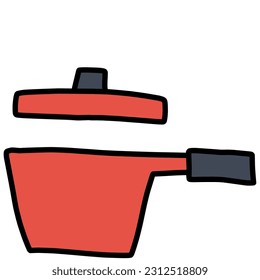 Clip art of simple red one-handed pot