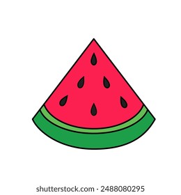 Clip art of simple triangle cut watermelon , simple cartoon style