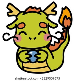 Clip art of smiling dragon deformed simply