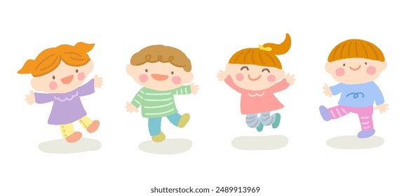 Clip art of smiling and jumping children