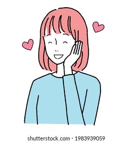 Clip art of a smiling, satisfied young woman