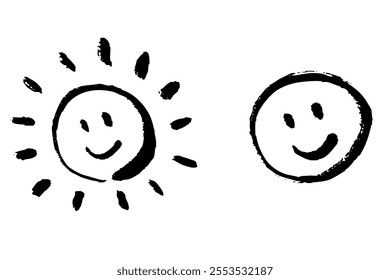 Clip art of smiling sun and moon