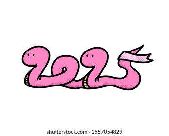 Clip art of snake in the shape of 2025 pink