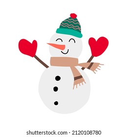 clip art of snowman in xmas costume with cartoon design,vector illustration