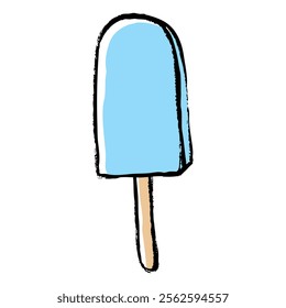 Clip art of soda-flavored ice cream on a stick with a touch of brush