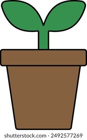 Clip art of sprout of twin leaf