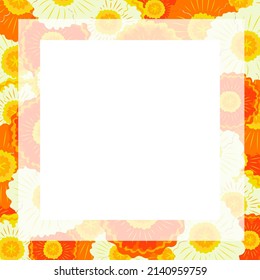Clip art of square with poppies in full bloom and copy space