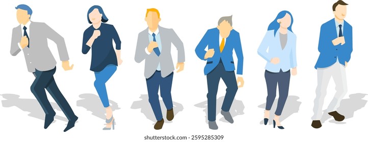 Clip art of start-up - business person running with dash - white background Illustration