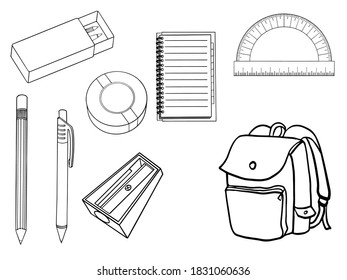 clip art stationary school set, back to school clip art collection