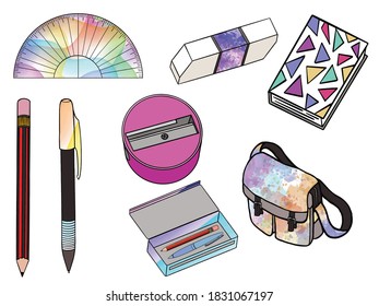 clip art stationary school set, back to school clip art collection