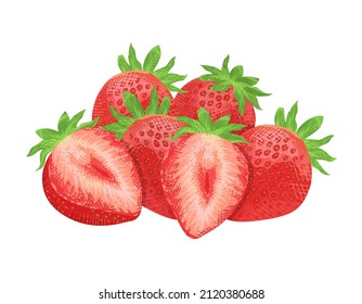 Clip art of Strawberries, Vector illustration