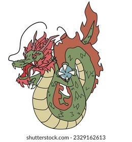 Clip art of strong dragon for New Year's greeting card of Year of the Dragon