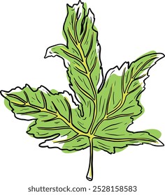 Clip Art Style Autumn Leaf Illustration in Vector 