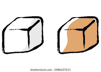 Clip art of sugar cube with brush touch