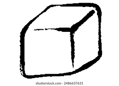 Clip art of sugar cube with brush touch