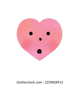 Clip art of surprised expression in the shape of a heart