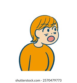 Clip art of surprised woman's upper body Orange