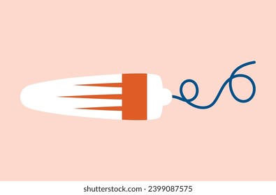 Clip art with tampon for intimate female hygiene. Menstruation hygiene product. Flat vector illustration. Love my periods concept. 