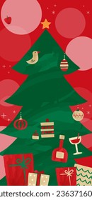 Plantilla de imágenes prediseñadas del árbol de Navidad con toque acuarela