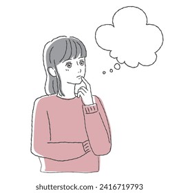 Clip art of thinking woman and balloon