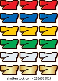 Clip art of three sevens in six colors