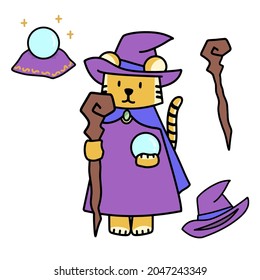 Clip art of tiger in the shape of a wizard