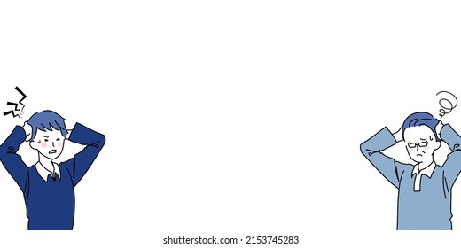 Clip art title frame of a man in distress