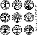 clip art tree of life, Tree of Life Bundle, Files for Cricut, Family Tree, Celtic Tree of Life, Decor black silhouette clip art, vector art