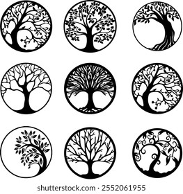 Árbol del arte del Clip de la vida, Árbol del Paquete de la vida, Archivos para Cricut, Árbol de familia, Árbol celta de la vida, Decoración de la silueta negra Arte del Clip, Arte vectorial