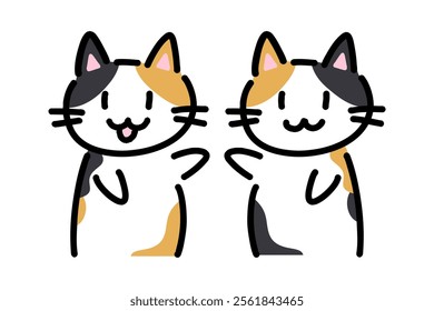 Clip art of two tortoiseshell cats who are good friends