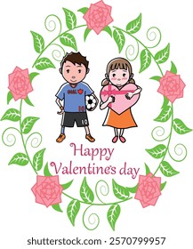 Clip art of valentine's day of child couple