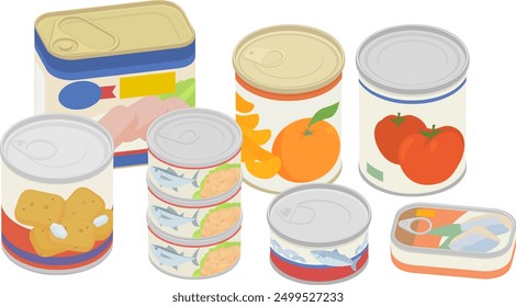 Clip art of various canned foods