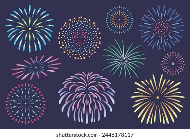 Clip art of various fireworks