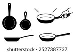 Clip art of various pans and hands holding pans