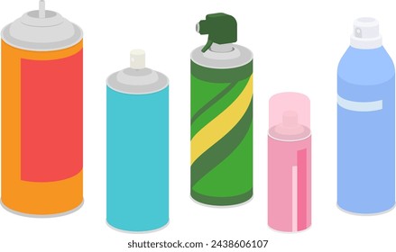 Clip art of various spray cans