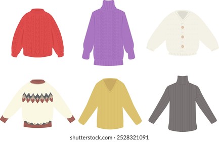 Clip art of various sweaters