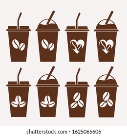 Clip art vector design set drink brown color